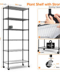 Indoor Greenhouse With Grow Lights And 6 Tier Plant Shelf On Wheels 150W Full Spectrum Grow Lights With 3 Color Modes Size Chart