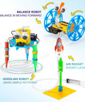 Six-In-One Robotics Science Kits For Kids Ages 8 To 12, STEM building toys with balance robot and doodling robot, plastic parts