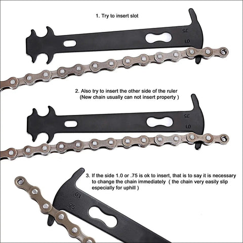All In One Bike Chain Repair Kit With Master Link Pliers Chain Wear Gauge And Six Pairs Missing Links for chain checking guide