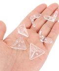 Real Deal 24 Piece Clear Acrylic Corner Bracket Kit features transparent L-shaped and cone connectors held in hand.
