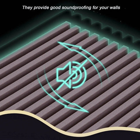Heavy Duty Sound Proof Padding With Slick Water Resistant Acoustic Foam For Room Noise Cancelling And Super Quick Rebound Egg Crate Wall Panels with soundproofing visual.