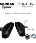 Beefed Up C Brake Pads for Road Bike BMX City Bicycle Replacement Shoes 48mm, high friction, shown with bolt and washer set