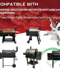 Induction Fan Motor Replacement For Pellet Grills With White Nylon Blade 3000 RPM 120V 60Hz Includes Four Screws