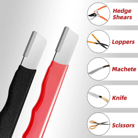 Two Piece Garden Tool Sharpener Kit For Knives Hedge Shears Pruners Scissors Loppers And More Compact Portable Mini Stone