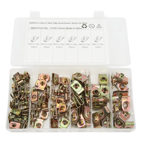 Bulletproof 100 Piece U Nut Kit Featuring Stainless Steel Galvanized Clip Nuts And Rivet Inserts For Car Motorcycle Wrenching M4 M5 M6 M8 Assortment Ensuring Deadset Holds With Street Tough Storage