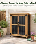 Outdoor Storage Cabinet For Small Spaces Wood And Metal Build With Weather Resistant Asphalt Roof Double Locking Doors