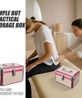Sweet Aluminum Alloy Pedicure Rig With Layered Lockable Storage For Nail Techs And Makeup Pros To Keep Your Kit Clean And Secure While Hitting the Road For Home Or Office Jobs Without A Hassle, portable aluminum storage box in a salon setting.