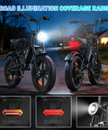 Fat Tire Electric Mountain Bike All Terrain E Bike With 1500W Peak Motor, 28 MPH Top Speed, 60 Mile Pedal Assist Range at night
