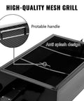 High-quality mesh grill of Low Profile 25 Gallon Oil Drain Pan With 110V High Flow Electric Pump showing anti-splash design and handle.