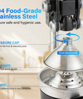 Heavy Duty Manual Citrus Juicer Press For Home Or Commercial Grade Kitchens Durable Cast Iron And Stainless Steel Hand Press Orange Lemon Squeezer Countertop Juicer Extractor Easy To Clean Black showing stainless steel components and disassembly instructions