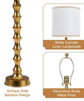 Gold Buffet Lamps Set Of 2 Tall Skinny Candlestick Style Lamps For Living Room And Dining Room, base with white shade