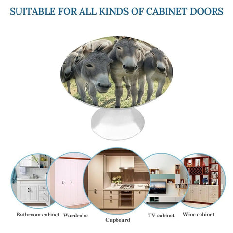 Two Pack Donkey Themed Cabinet Knobs Set With Stainless Steel And Aluminum Alloy Drawer Pulls on round handle