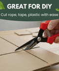 Ultra Lightweight Micro Tip Harvesting Snips For Herbs Flowers Veggies With 65g Weight snipping cardboard, red handle visible