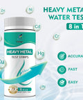 Straight To The Point Heavy Metal Water Test Strips For Kitchen Faucet And Well Checks in 75 count packaging with design details.