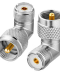 Right Angle UHF PL259 To Female Coax Adapters, 2 Pack, 90 Degree L Shape Connector For Coax Cable, CB Radios And Ham Antennas