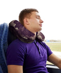 U Shaped Memory Foam Travel Neck Pillow For Black Women With Afro Textured Hair Super Cozy Support To Relieve Fatigue Portable Napping Pillow For Planes Trains And Cars Easy Clean Zip Cover All Day Comfort On The Go used by man in purple shirt on bus