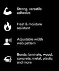 High Strength Spray Adhesive Glue Clear Fast Dry Formula 19 Oz Aerosol Can features heat resistant and adjustable web pattern.