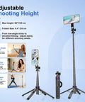 4 In 1 Magnetic Tripod For iPhone With 1 Quarter Inch Screw 53 Inch MagSafe Selfie Stick Tripod showing adjustable shooting height
