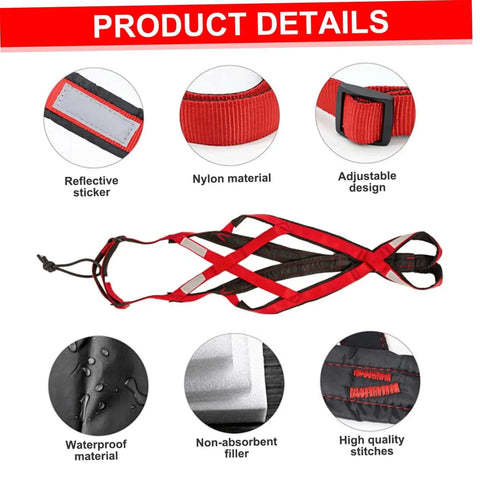 Versatile Dog Pulling Harness For Sled And Exercise Adjustable Waterproof Pro Harness For Bikejoring And Skijoring Red Size M details