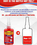 Red Thread Locker High Strength Threadlocker For Nuts Bolts And Fasteners Permanent Anaerobic Glue For Automotive And Machinery 50 ml bottle in red with labeled packaging