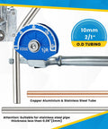 Heavy Duty 1/2 Inch Tubing Bender With 180 Degree Angle for precise bending of copper, aluminum, and stainless steel pipes.