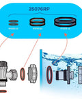 Illustration of Washer And Ring Kit For 1-1/2 Inch Fittings, O Ring Rubber Washers, Replacement Gasket Set For Intex Pool Plunger Valves.