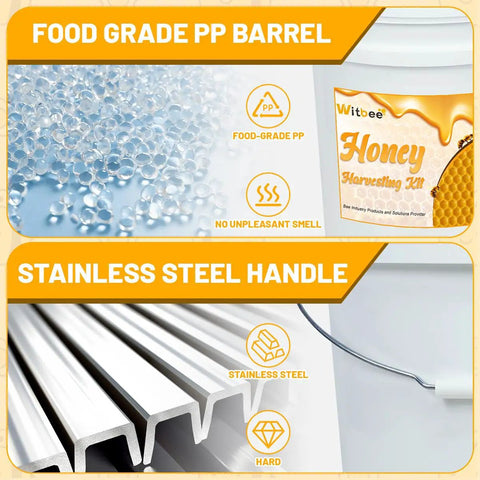 Two Pack 5 Gallon Honey Buckets With Leak Proof Gates And Airtight Lids For Easy Beekeeping Starter Kit Harvesting Extracting