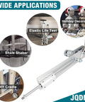 24V Reciprocating Linear Actuator With Suction Cup And Speed Controller shown with applications like holiday decoration and DIY.