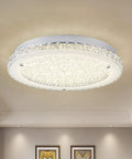 Crystal Ceiling Light Fixture LED Round Flush Mount Chandelier Dimmable 24W 2640LM 4000K Neutral White in room setting