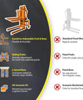 CareArise Adjustable Forks and Base for Heavy Duty Electric Pallet Stacker With 660 Lbs Capacity Lift Height 47 Inches