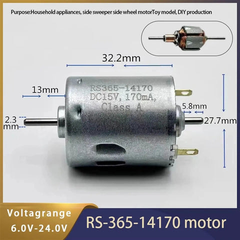 High Performance Roomba Compatible Robot Vacuum Cleaner Electric Starter Motor 6V To 24V 10300RPM Dual 2.3mm Shaft Carbon Brush Engine For Sweeper Repair Part Upgrade Smooth Quiet Operation