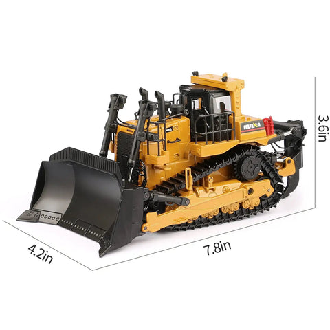 One Fifty Scale Diecast Metal Dozer Toy With Tilt Blade And Working Tracks, realistic front loader with detailed cab and ripper.