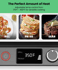 Chefman 5-in-1 Digital Panini Press Grill And Sandwich Maker with cooking modes for grilling, pressing, and searing.