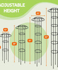 Outdoor Garden Trellis For Climbing Plants With Umbrella Top Round Obelisk 64 Inch Tall Rustproof PE Coated Metal Pipe Ideal Support