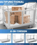Beefy Heavy Duty Platform Cart With Cage for Industrial Use 3800 lbs Folding Moving Dolly with boxes on wire mesh design