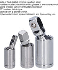 Dang Solid 3 Pc Universal Joint Socket Adapter Set With Chrome Vanadium Steel For 1 4 3 8 And 1 2 Inch Ratchets Built Tough For Impact Driver Repair And Heavy Duty Mechanics Jobs That Need Swivel Extension Precision, three chrome vanadium swivel adapters
