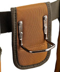 Close-up of dual hammer loop on Two Bag Brown Tool Belt With Reinforced Pouch Bottoms, Barrel-Style Pouches, Infinity Belt