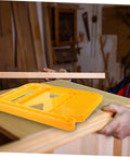 Superior Build Woodworking Featherboard For Circular Saw And Table Saw Safety Fixture With Dead Simple Setup and Hella Secure Workholding For Pro Results on workbench with wood piece.