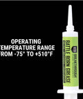 Gun Grease For Corrosion Protection 12cc Syringe Pro Grade Firearm Lubricant With Pure Synthetic Oils And Sub Micron PTFE Fights Moisture Friction And Rust In All Weather showing operating temperature range from -75° to +510°F