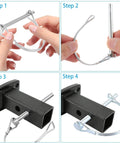 Steps to use Beefed Up 30 Pack Trailer Coupler Pins One Quarter Inch Shaft Locking Pin Safety PTO Pin One Quarter Inch By Two And Three Quarters Inches For PTO Farm Lawn Hitches And Garden Zinc Plated Steel in hitch.