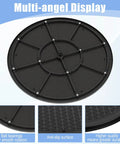 3 Pack 12 Inch Heavy Duty Rotating Swivel Stands That Roll Smooth as Butter With 360 Degree Lazy Susan Spin for Kicking Your Kitchen Cabinet Chaos to the Curb While Keeping Your Space Spick and Span black rotating mat with anti-slip surface and ball bearings for smooth rotation.