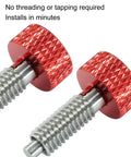 Close-up of Two Pack Hand Retractable Spring Plungers M6 Type Quick Release Pins with Knurled Stainless Steel Red Handle