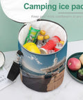 Open Insulated Leakproof Waterproof Cooler Backpack For Travel And Beach Lightweight Large Capacity Ice Chest With Wooden Deck Yacht Style filled with beverages