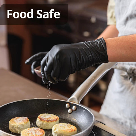 Disposable Nitrile Gloves Black Latex Free Powder Free Non Sterile 100 Count Box Medium For Cooking, chef seasoning food