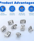 Galvanized Wire Connector Clips 100 Pack Heavy Duty wall cable tray holder showing durable carbon steel clips in various angles.
