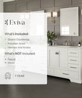 Straight Fire Premium 84 Inch Freestanding Double Sink White Bathroom Vanity With Solid Wood Build And Sleek Carrara Quartz Countertop For A Dope Contemporary Upgrade with quartz countertop and porcelain sinks.