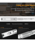 Diagram showing heavy duty drawer runners with lock, full extension ball bearing slides, 68Kg capacity, 38 inch 950mm length.
