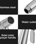 Close-up of two pack stainless steel handheld bidet spray heads for bathroom and toilet cleaning 8 LPM water flow durable 304 stainless steel