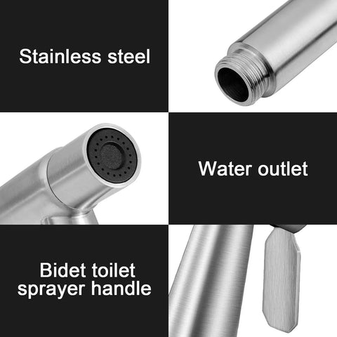 Close-up of two pack stainless steel handheld bidet spray heads for bathroom and toilet cleaning 8 LPM water flow durable 304 stainless steel