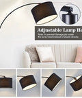 Arc Floor Lamp For Living Room With Fully Dimmable Stepless Brightness, No Fuss Adjustable Head, Tall Modern Black Standing Lamp Over Couch